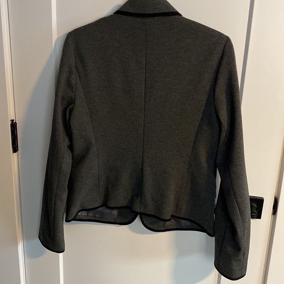 Gap The Academy Blazer Charcoal Gray Black Trim Size 10 - Picture 7 of 10